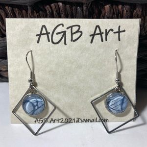 Handmade Hand Painted Stainless Steel Dangle Earrings Brand New